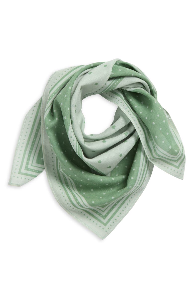 Treasure & Bond Cotton Gauze Bandana, Alternate, color, Vintage Green Hearts