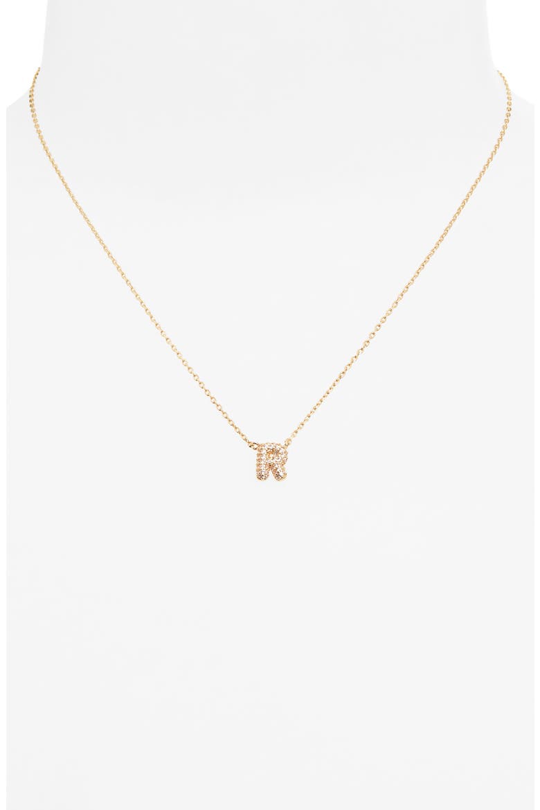 Pavé Crystal Initial Necklace, Alternate, color, R- 14K GOLD DIPPED