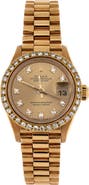 Pre-Owned Rolex Oyster Perpetual President Datejust Automatic Watch Yellow Gold with Diamond Bezel and Markers 26