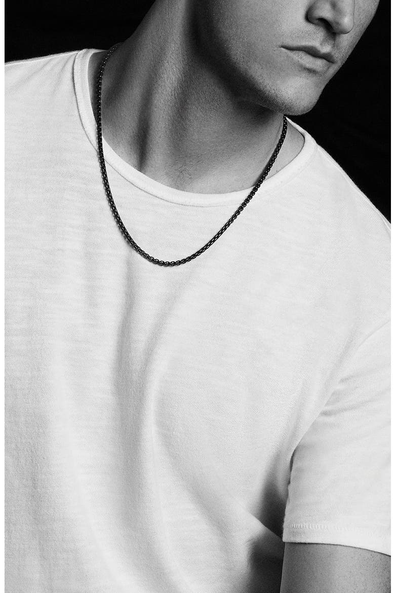 Men's Box Chain Necklace in Darkened Stainless Steel, 4mm, Alternate, color, BLACK STAINLESS STEEL