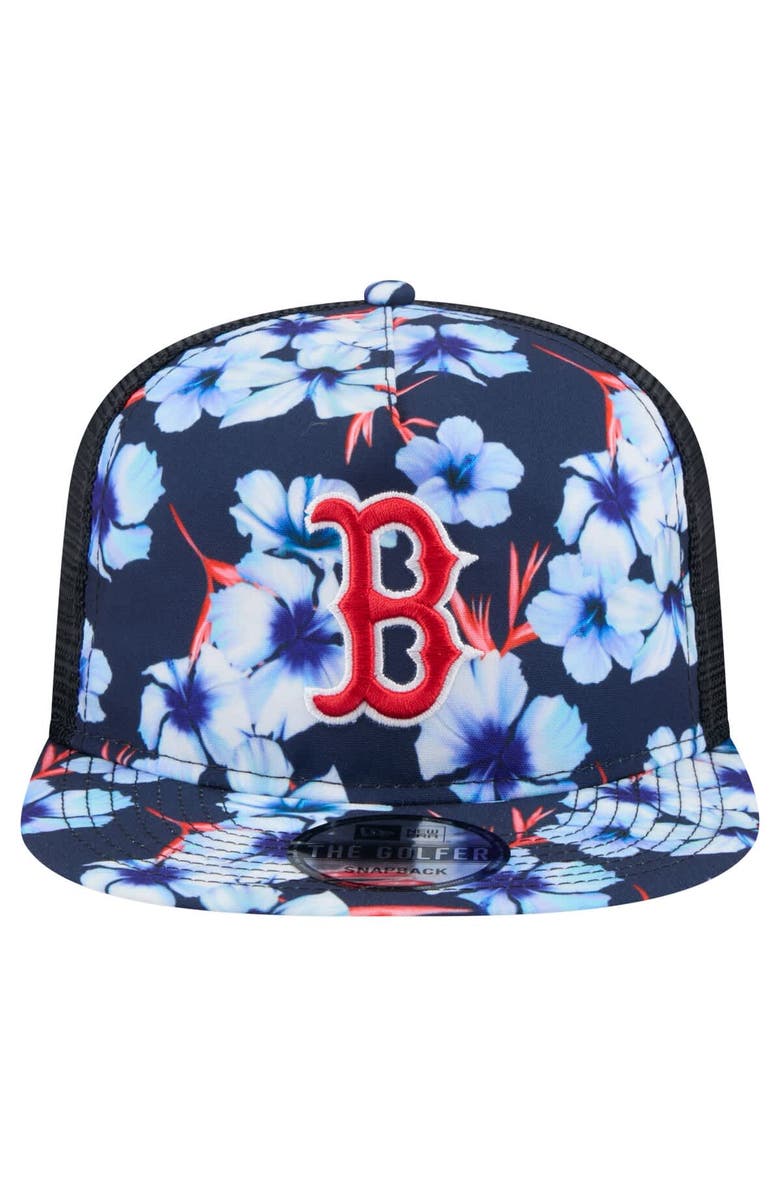 New Era Men's New Era Navy Boston Red Sox Adventure Pattern Golfer Trucker Snapback Hat, Alternate, color, 