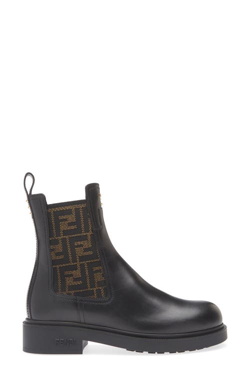 Fendi Black Leather And Ff Fabric Biker Jacket In Black