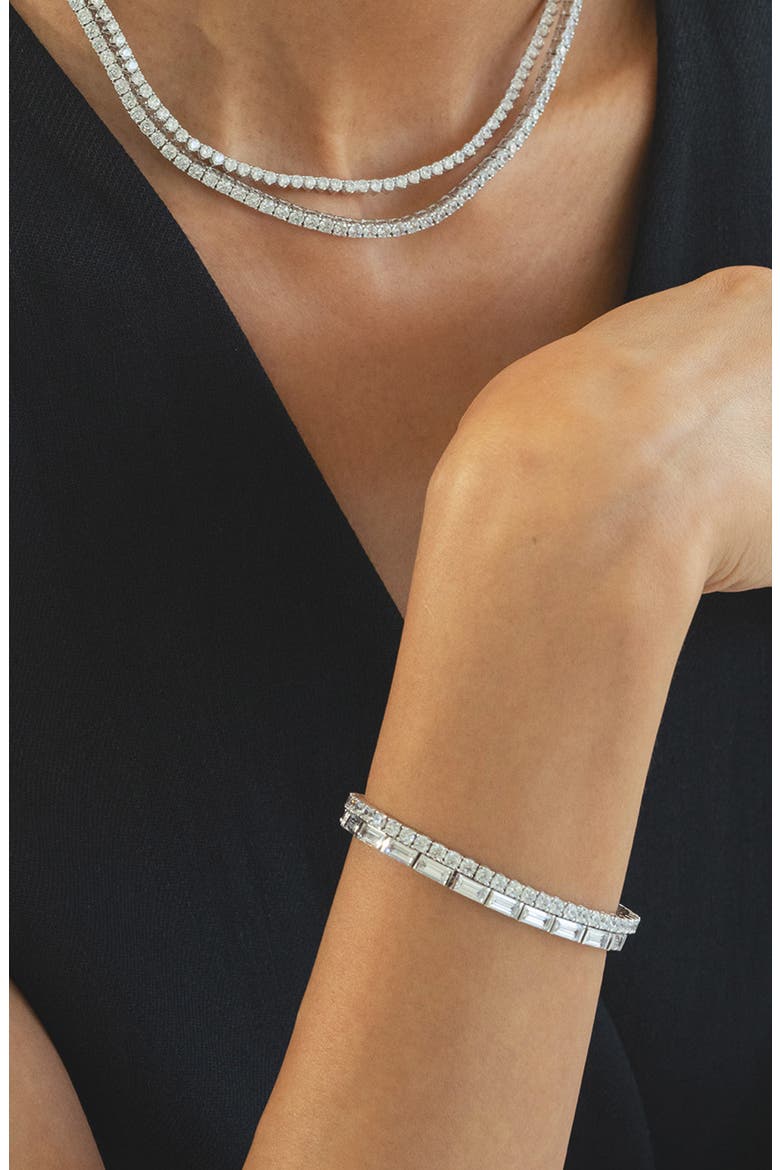 Sterling Silver 18k Gold Plated Beatrice Tennis Bracelet Delicate Sparkle, Alternate, color, Silver