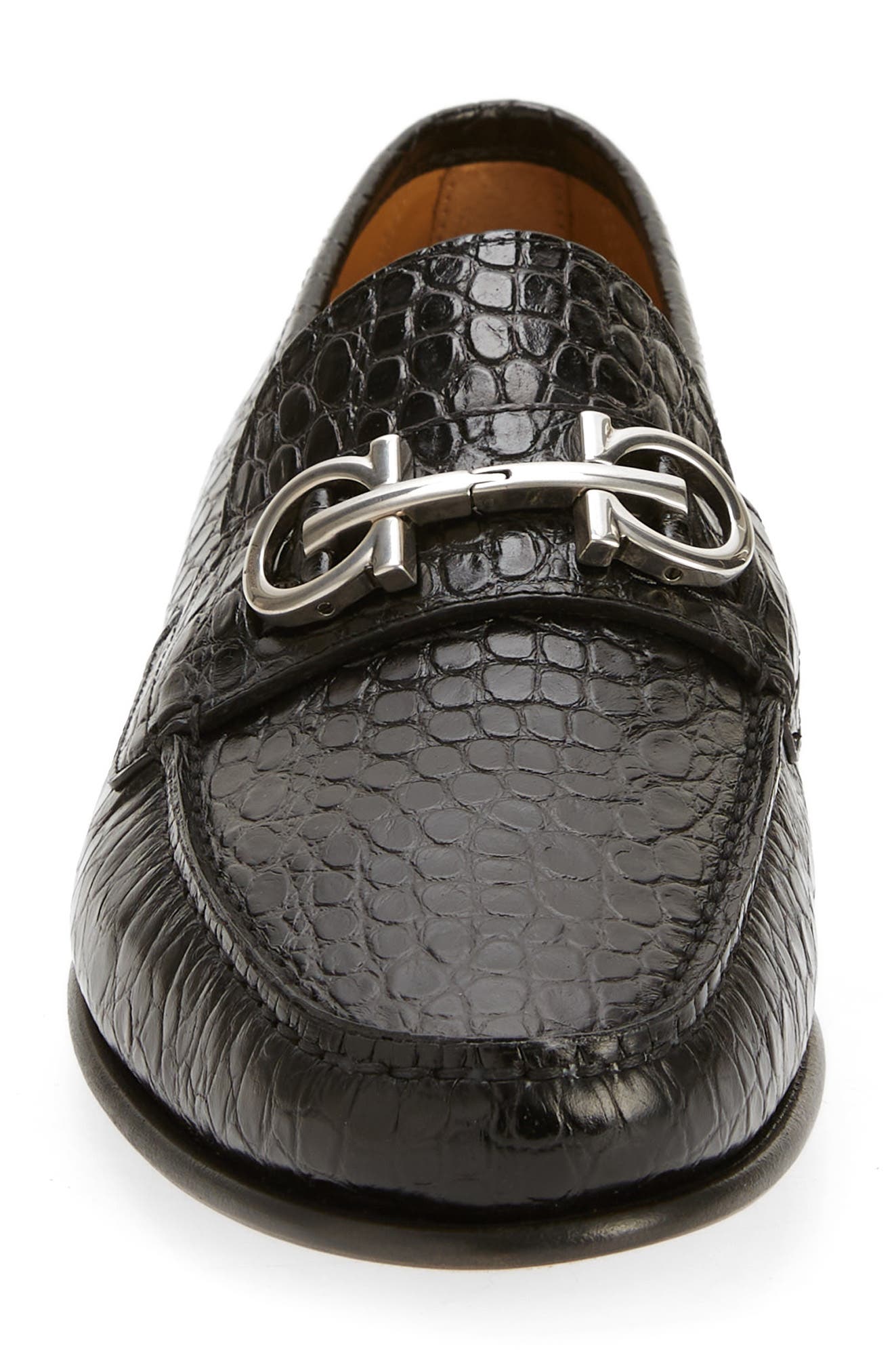 FERRAGAMO Galileo Croc Embossed Loafer, Alternate, color, 