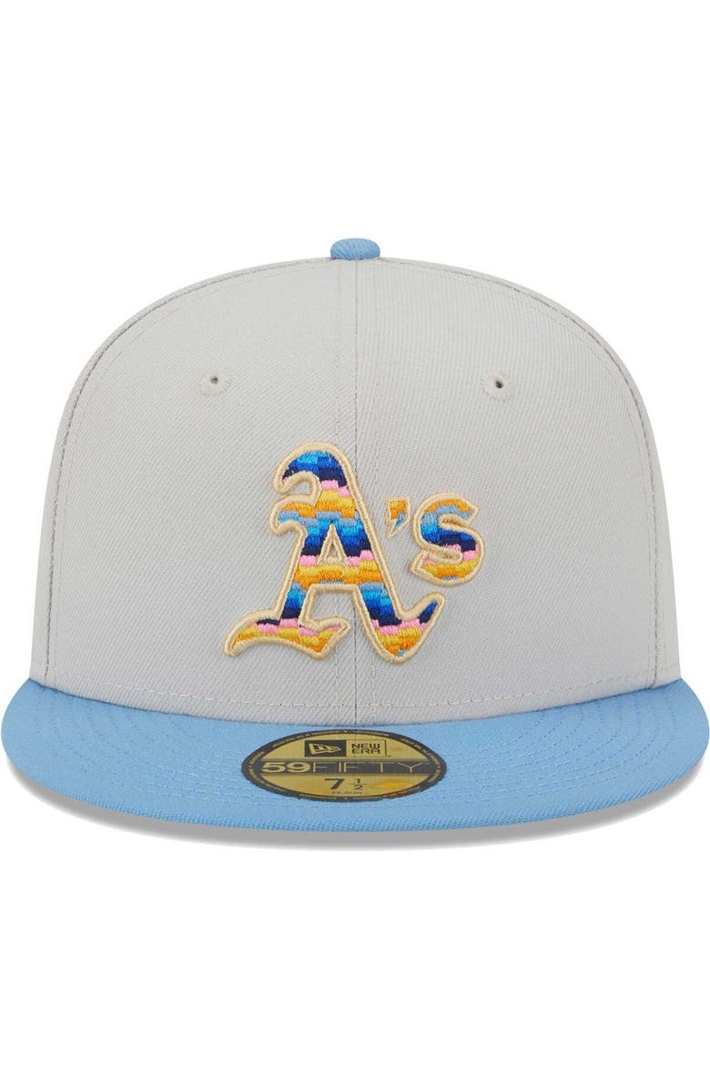 New Era Men's New Era Natural Oakland Athletics Beach Front 59FIFTY Fitted Hat, Alternate, color, 
