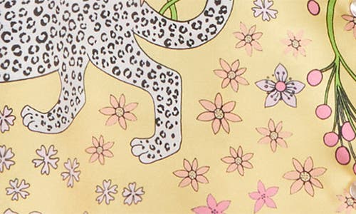 Karen Mabon Snow Leopard Satin Short Pajamas In Yellow