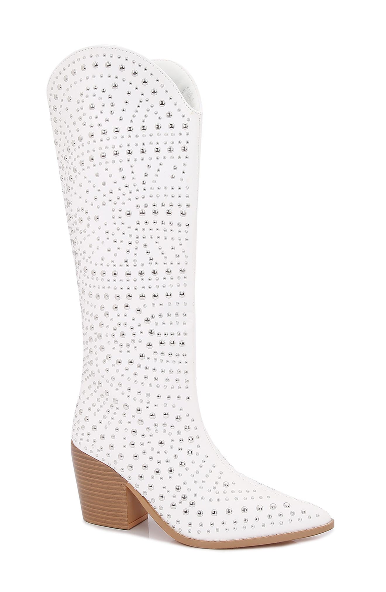 Jesse Studded Western Boot, Main, color, WHITE