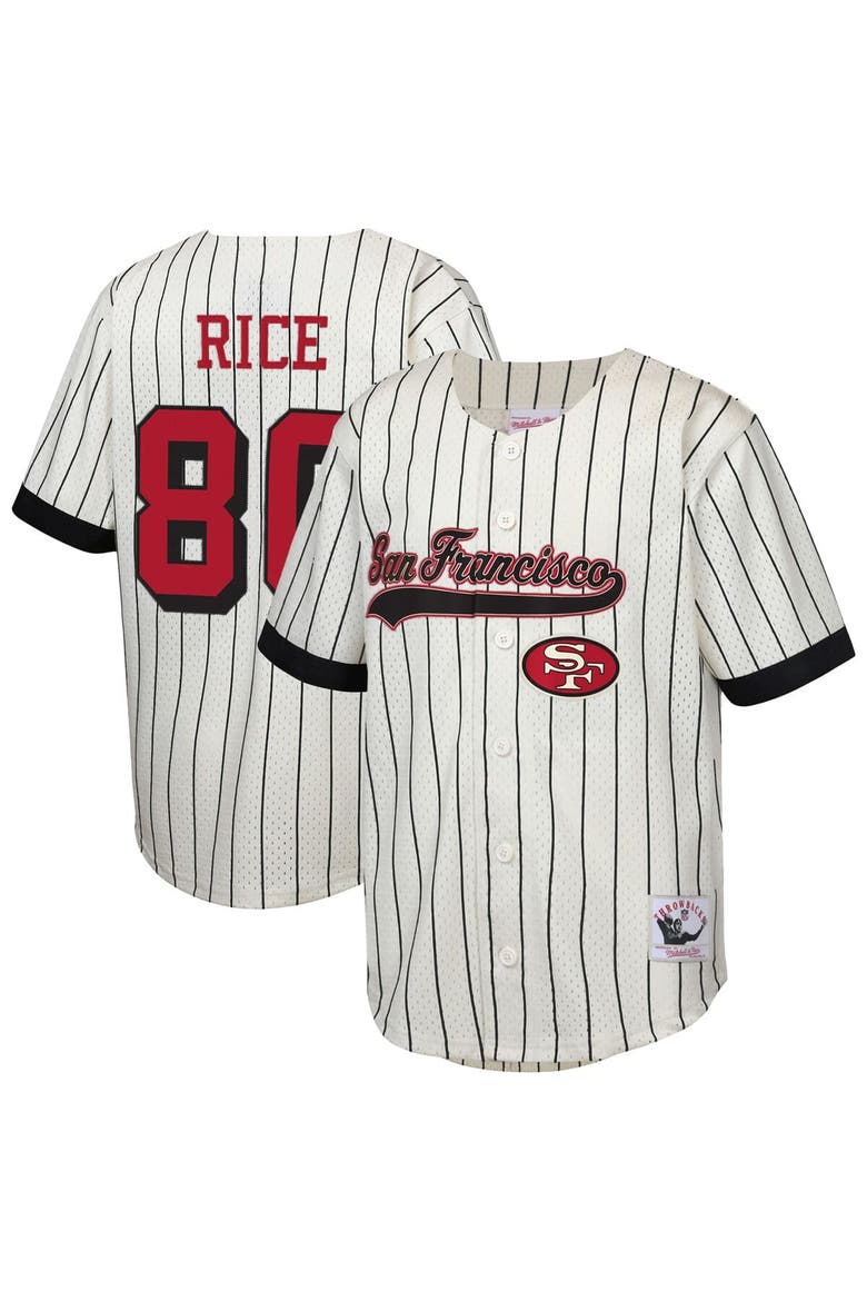 Youth Mitchell & Ness Jerry Rice Cream San Francisco 49ers Retired Player Name & Number Baseball Jersey, Main, color, Cream
