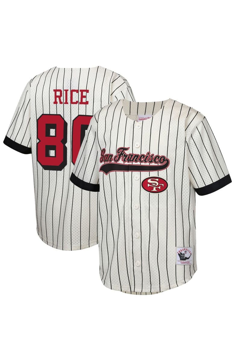 Mitchell & Ness Youth Mitchell & Ness Jerry Rice Cream San Francisco 49ers Retired Player Name & Number Baseball Jersey, Main, color, Cream