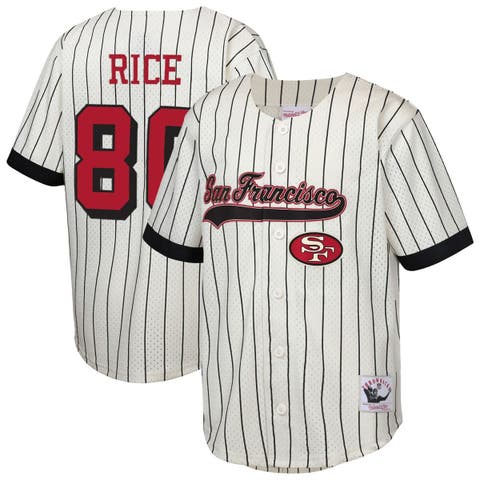 Youth Mitchell & Ness Jerry Rice Cream San Francisco 49ers Retired Player Name & Number Baseball Jersey