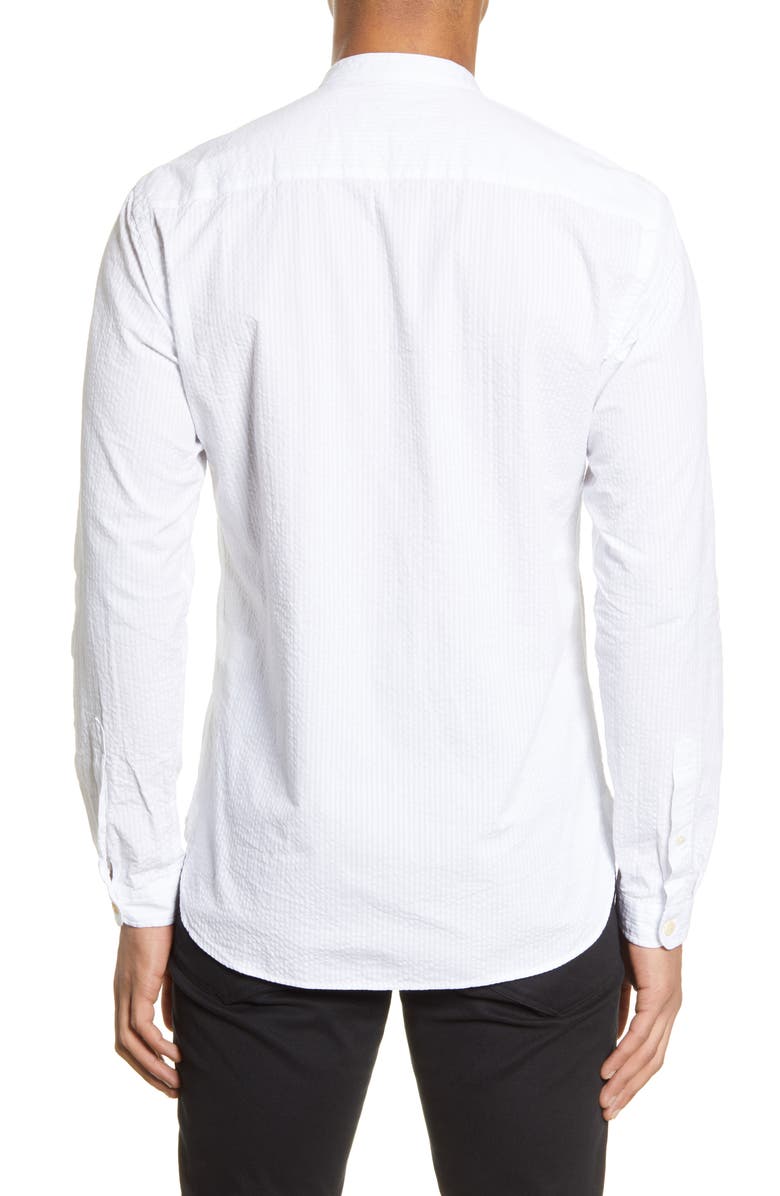 Oliver Spencer Grandad Seersucker Button-Up Shirt, Alternate, color, 