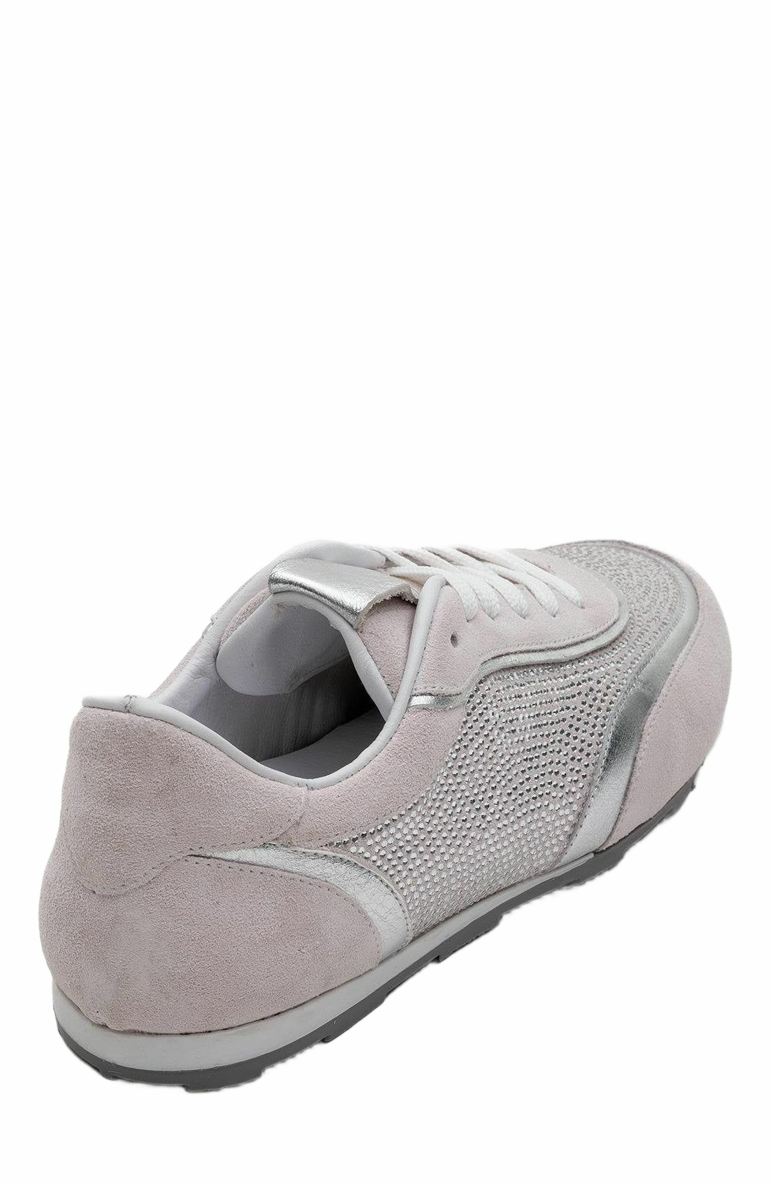 Bonia Rhinestone Suede Leather Sneakers, Alternate, color, Pink Suede Leather