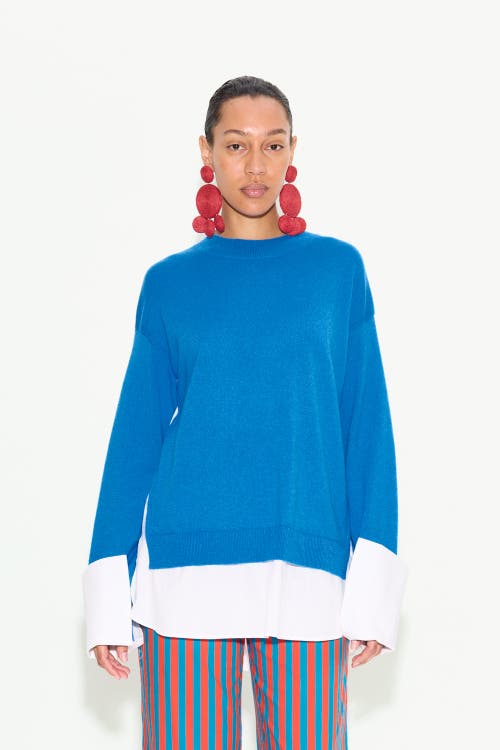 Simonmiller Pip Poplin Combo Sweater In Vivid Sky/macadamia