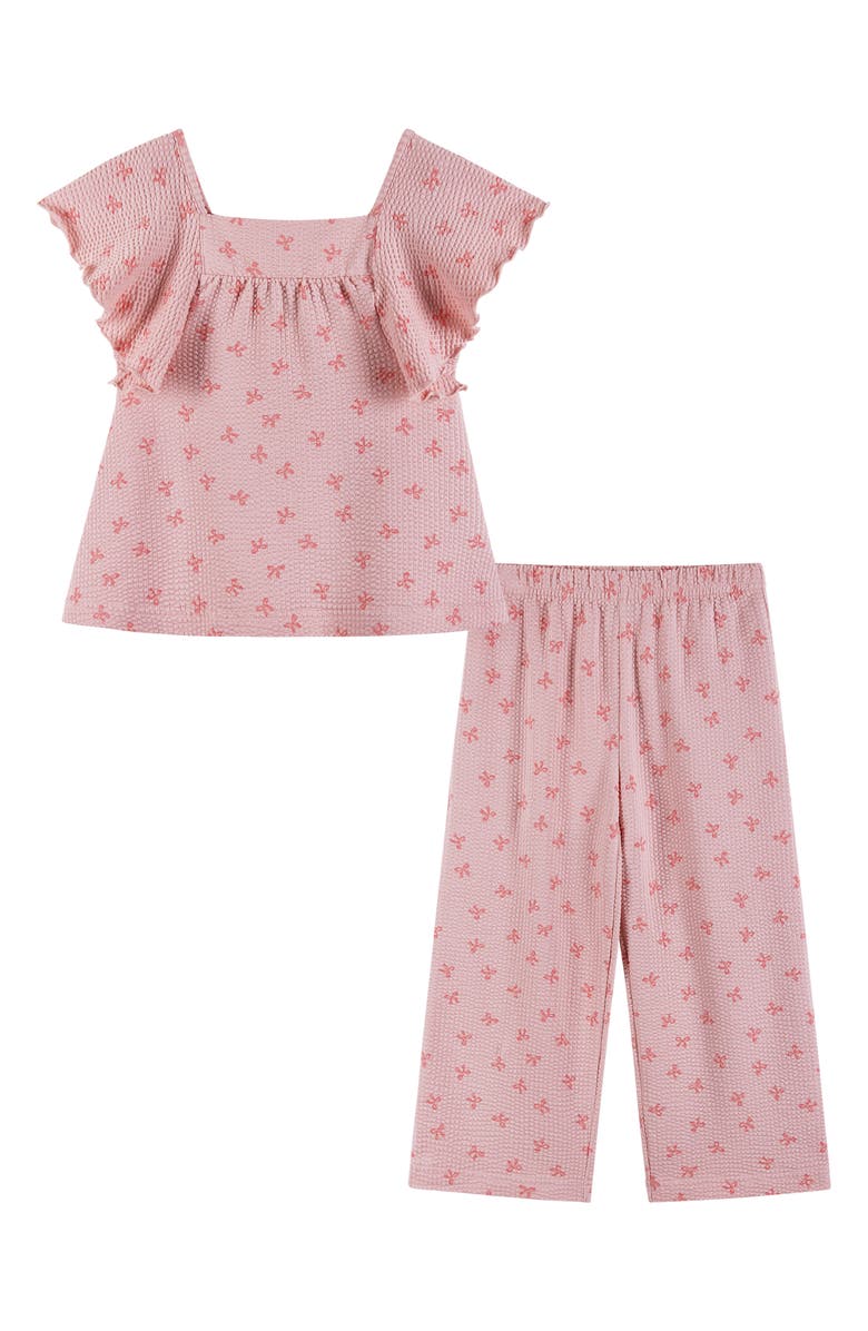 Andy & Evan Kids' Ruffle Top & Pants Set, Main, color, Pink Bows