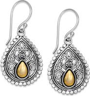 SAMUEL B. Sterling Silver & 18K Gold Filigree Drop Earrings