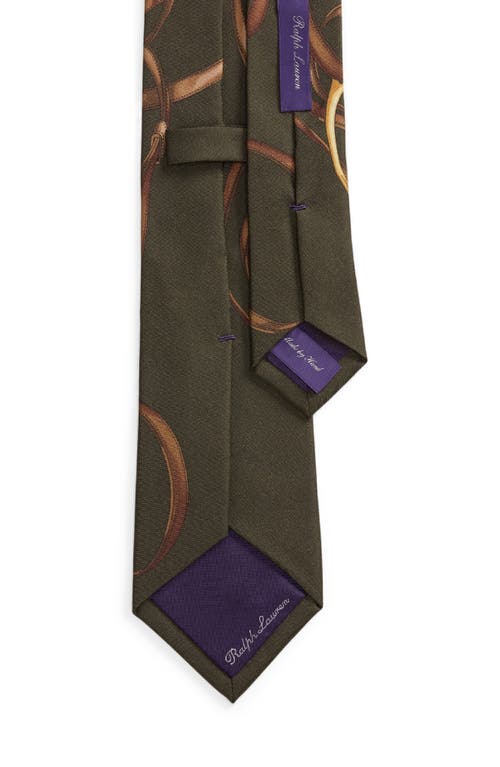 Ralph Lauren Purple Label Standard Equestrian Print Silk Tie In Brown