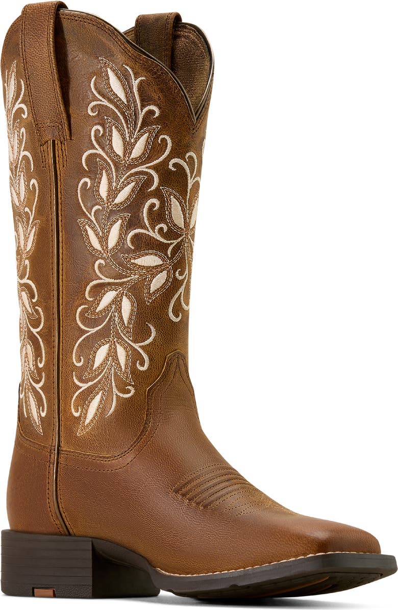 Ariat Round Up Holly Western Boot, Main, color, Pearl
