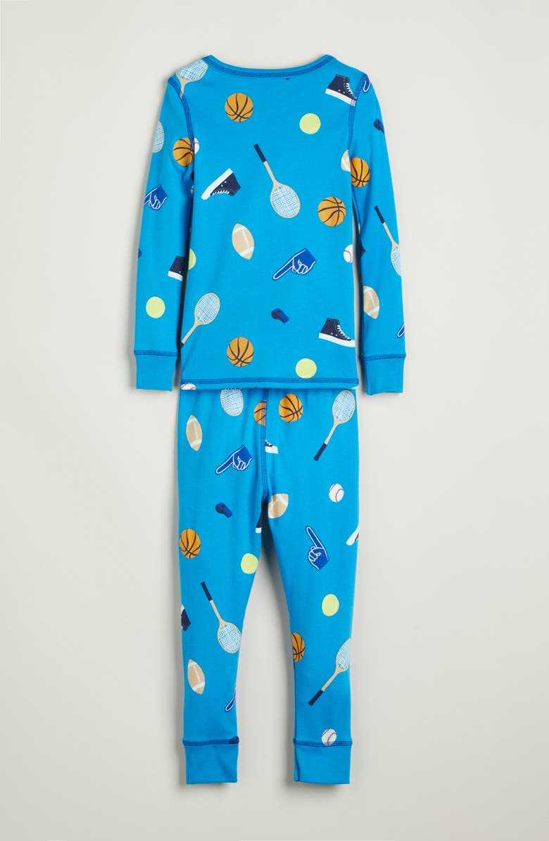 Nordstrom Kids' Glow in the Dark Fitted Two-Piece Pajamas, Alternate, color, Blue Sports Classic