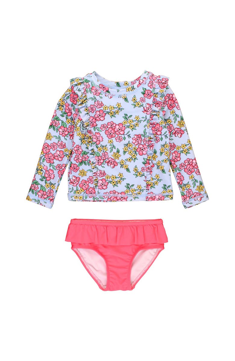 RuffleButts Baby Girls Princess Seam Ruffle Rash Guard 2-Piece, Main, color,