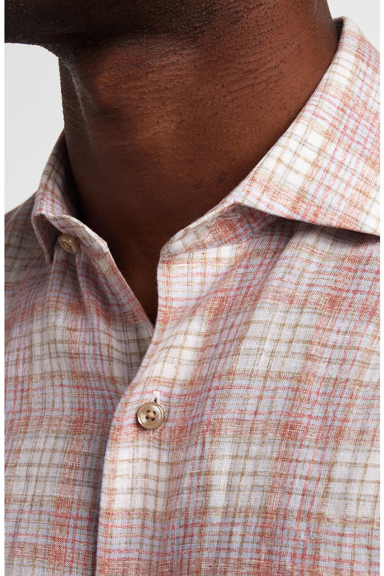 Linen Check Sport Shirt, Alternate, color, RED/ MULTI