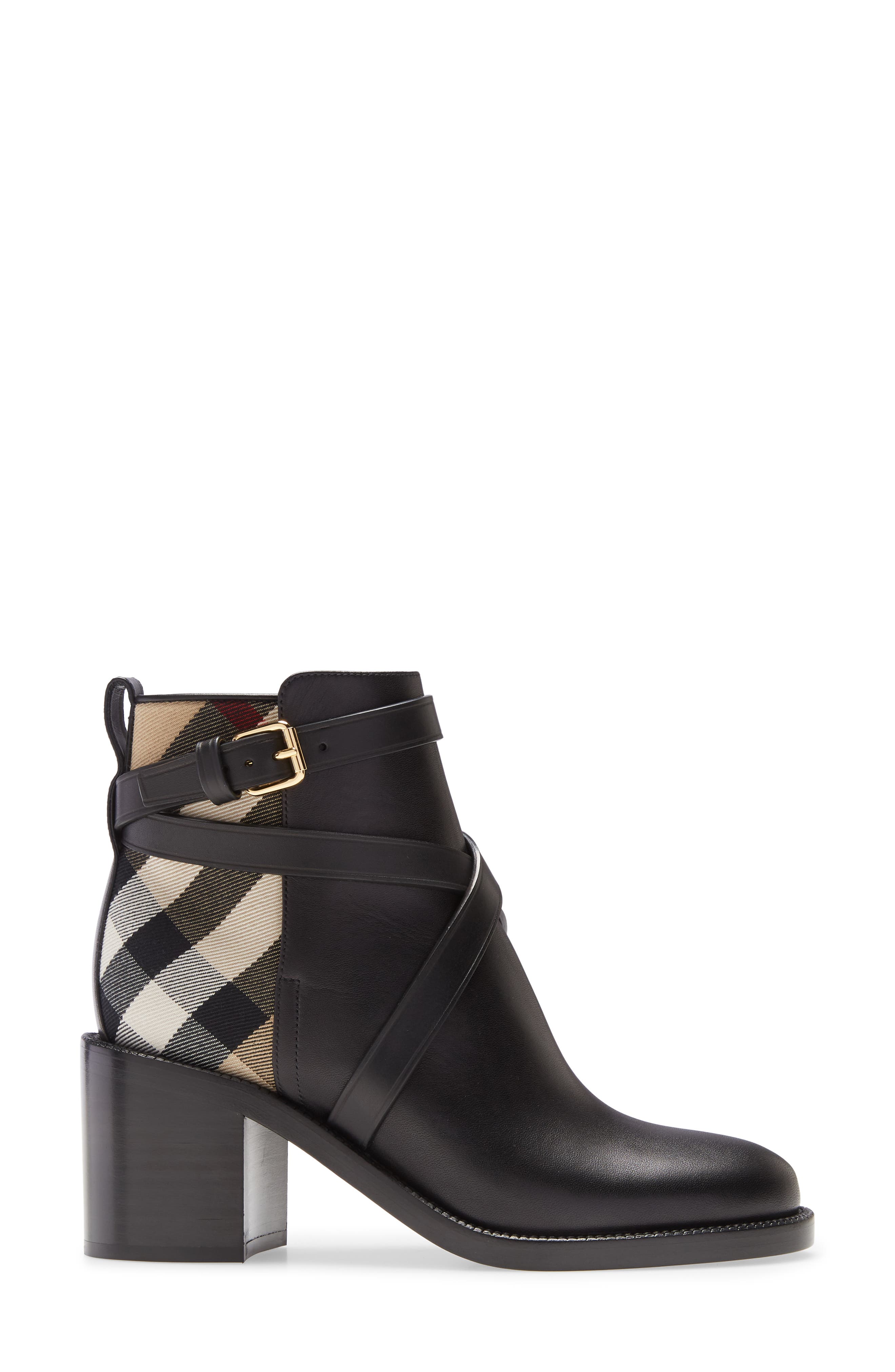 Burberry Pryle Check Block Heel Bootie, Alternate, color, 