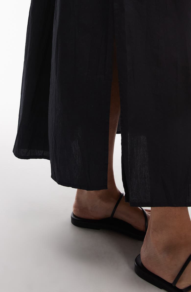 Topshop Paperbag Waist Cotton Skirt, Alternate, color, Black