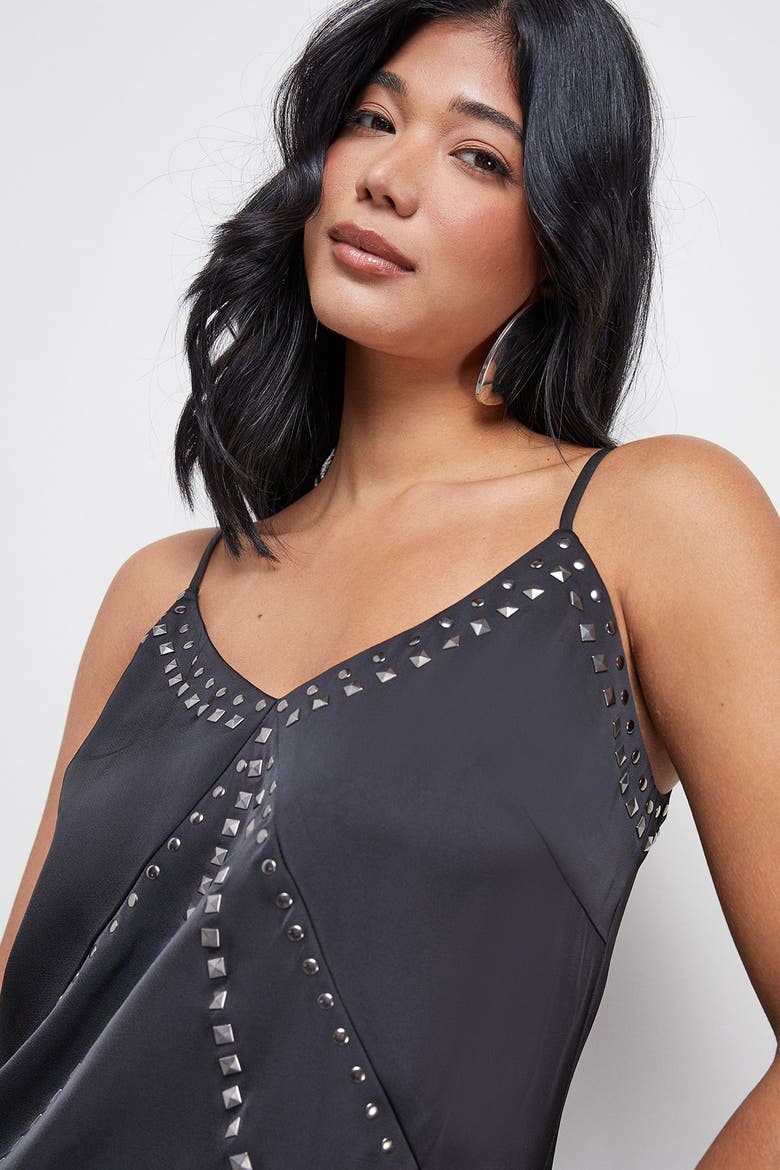 Premium Stud Embellished Slip Dress, Alternate, color, Black