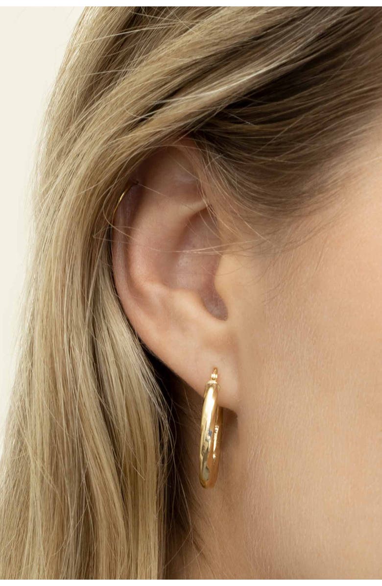 Oradina 14K Gold Goddess Midi Oval Hoops, Alternate, color, Yellow Gold