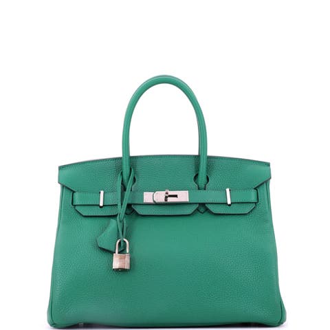 Birkin Handbag Green Togo With Palladium Hardware 30
