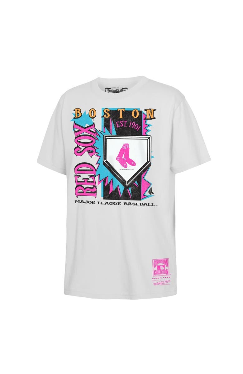 Mitchell & Ness Youth Mitchell & Ness White Boston Red Sox Cooperstown Neon Field Shock T-Shirt, Main, color, White