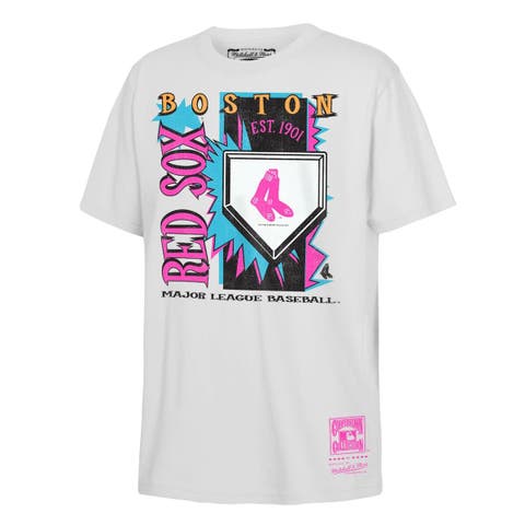 Youth Mitchell & Ness  White Boston Red Sox Cooperstown Neon Field Shock T-Shirt