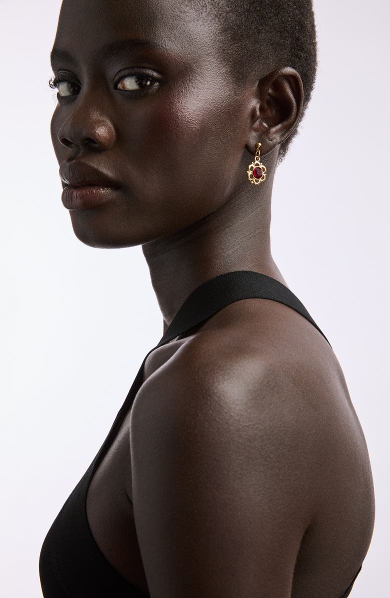 Susan Caplan 1980s Vintage Faux Ruby Earrings, Alternate, color, Faux Ruby