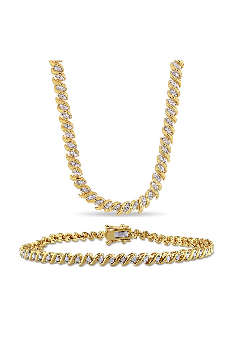 Twisted Diamond Necklace & Bracelet Set - 1.5ct., Main, color, GOLD