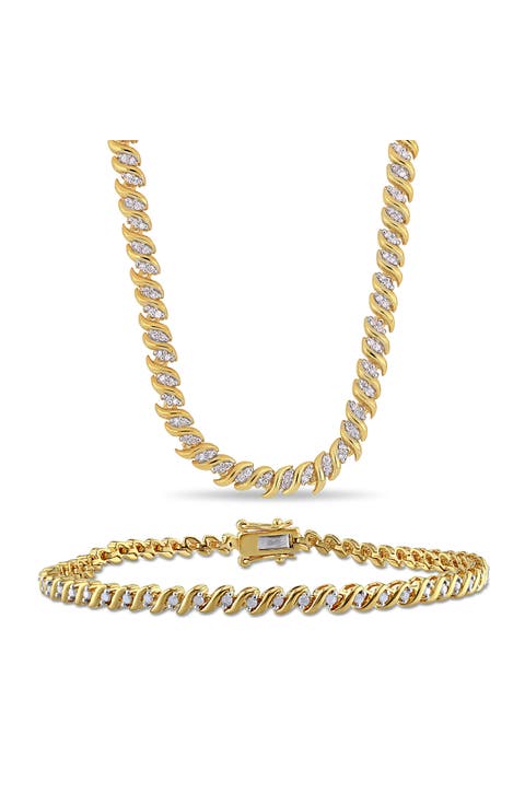 Twisted Diamond Necklace & Bracelet Set - 1.5ct.