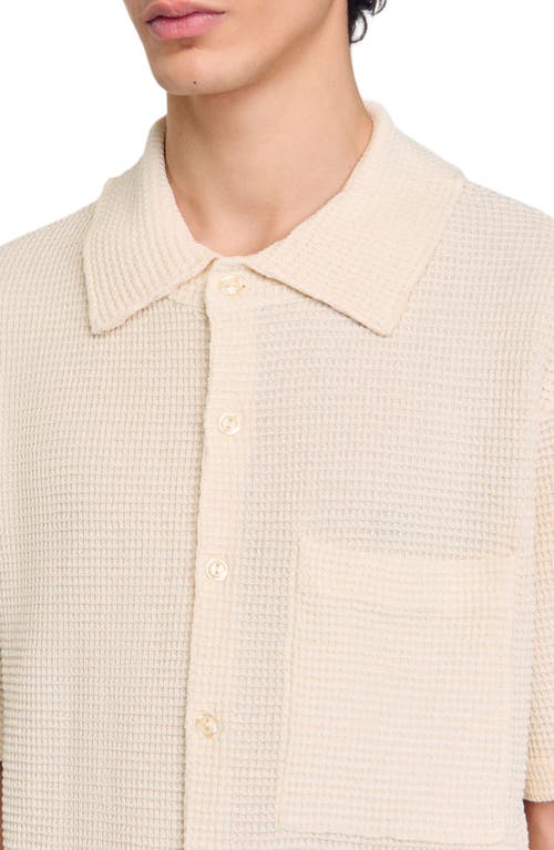 Sandro Waffled Shirt In Ivory.