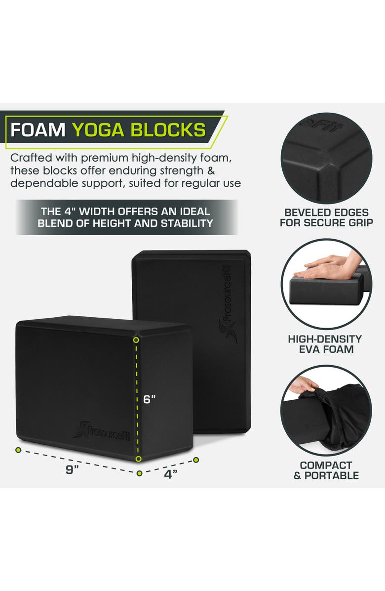 ProsourceFit Foam Yoga Blocks, Alternate, color, Black
