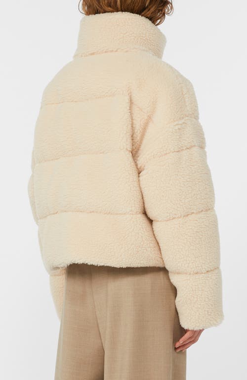 Weekend Max Mara Alfredo Quilted High Pile Fleece Jacket In White