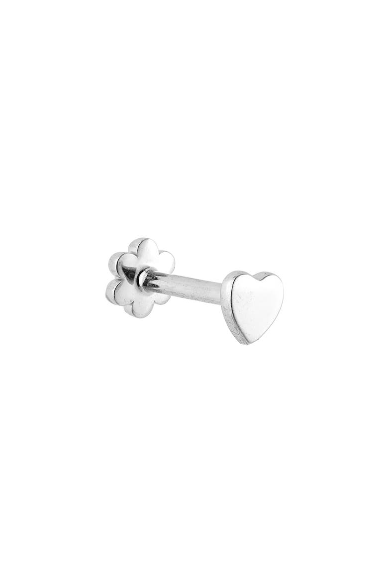 Heart Threaded Stud Earring, Main, color, WHITE GOLD