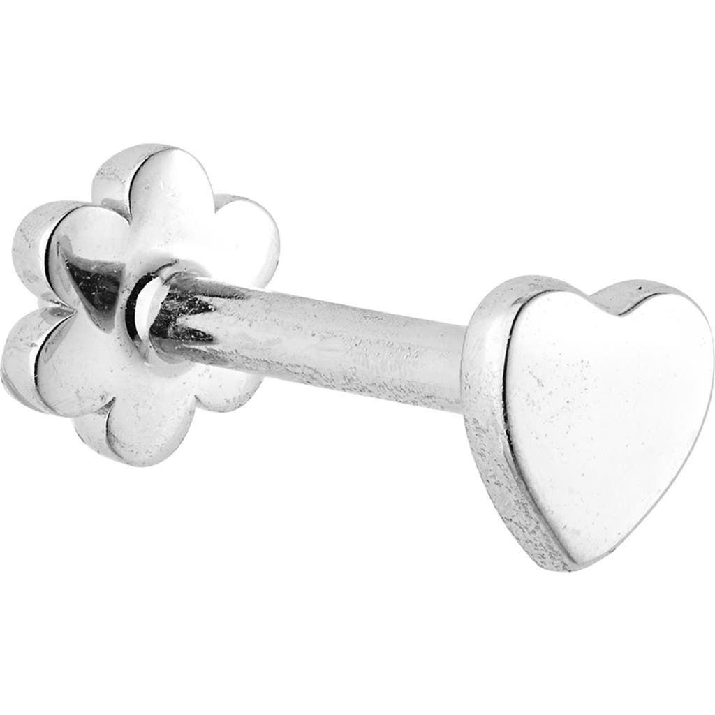 Maria Tash Heart Threaded Stud Earring In White Gold