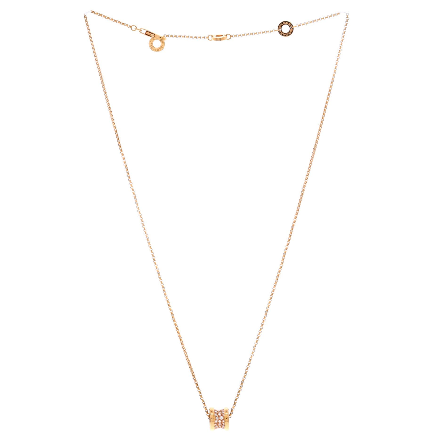 B.Zero1 Pendant Necklace 18K Rose Gold with Pave Diamonds Mini, Alternate, color, Metallic Gold