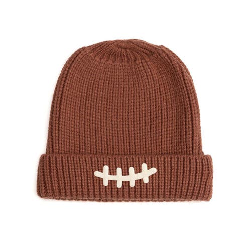 Sweet Wink Football Lace Patch Beanie In Brown