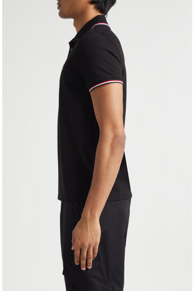 Tipped Cotton Piqué Polo, Alternate, color, BLACK