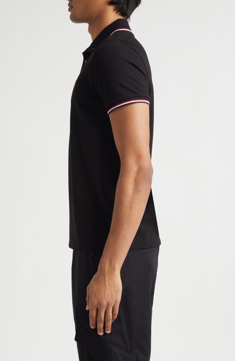 Moncler Tipped Cotton Piqué Polo, Alternate, color, Black