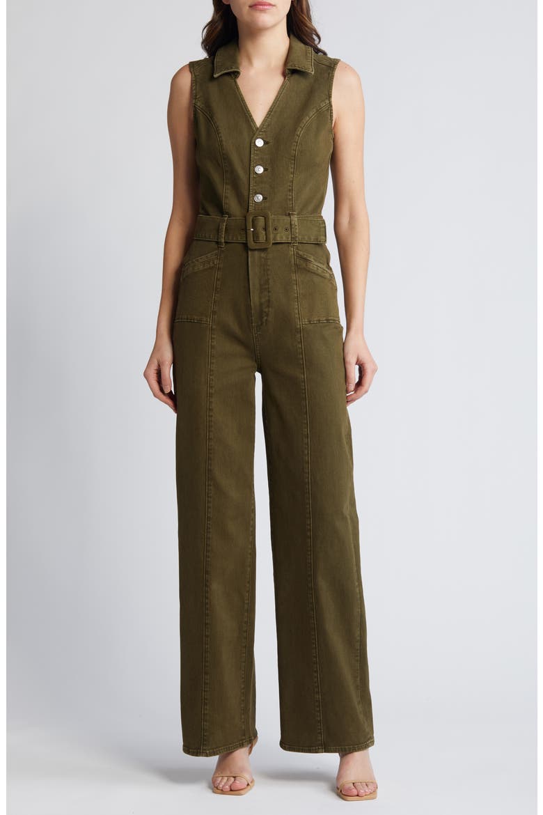 Sasha Belted Denim Jumpsuit, Main, color, VINTAGE OLIVE MEADOW