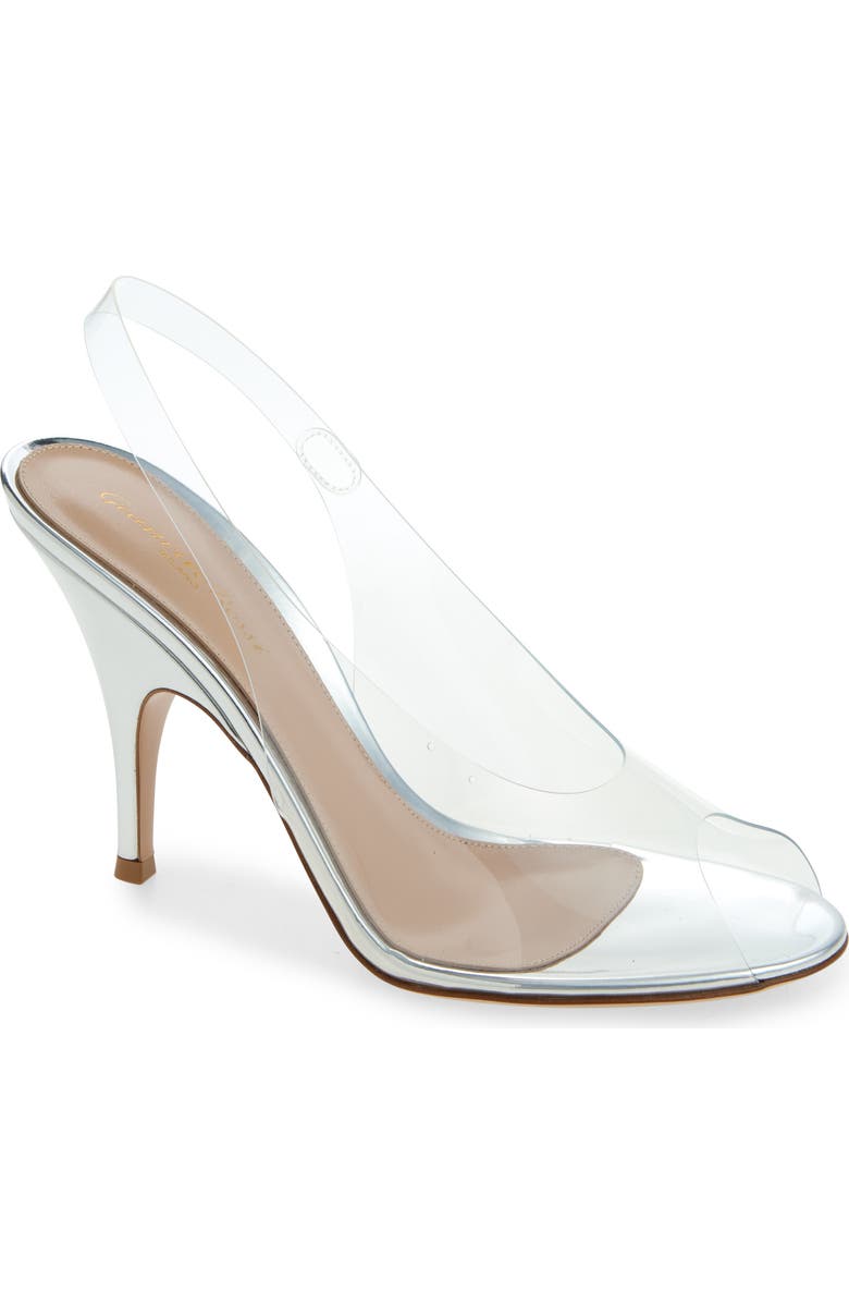 Gianvito Rossi Clear Slingback Sandal, Main, color, Silver