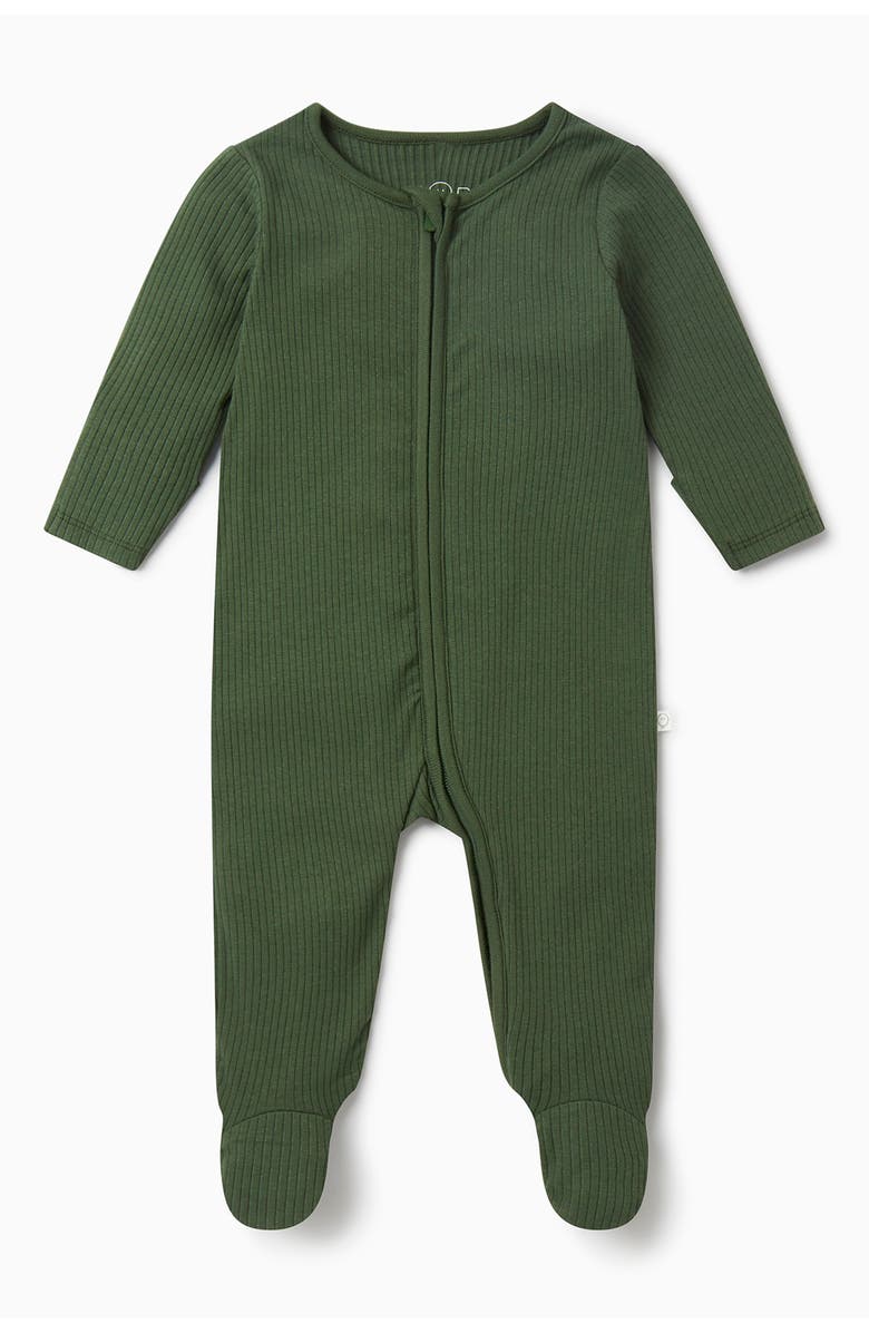 MORI Ribbed Two Way Zip-Up Sleepsuit, Main, color, Pine