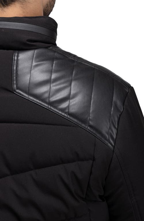 X-ray Xray Faux Leather Trim Puffer Jacket In Black