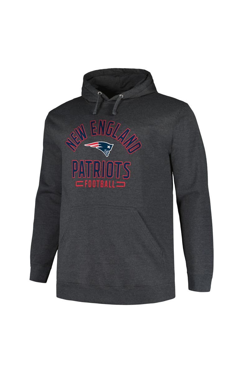 FANATICS Men's Fanatics Branded Heather Charcoal New England Patriots Big & Tall Pullover Hoodie, Alternate, color,