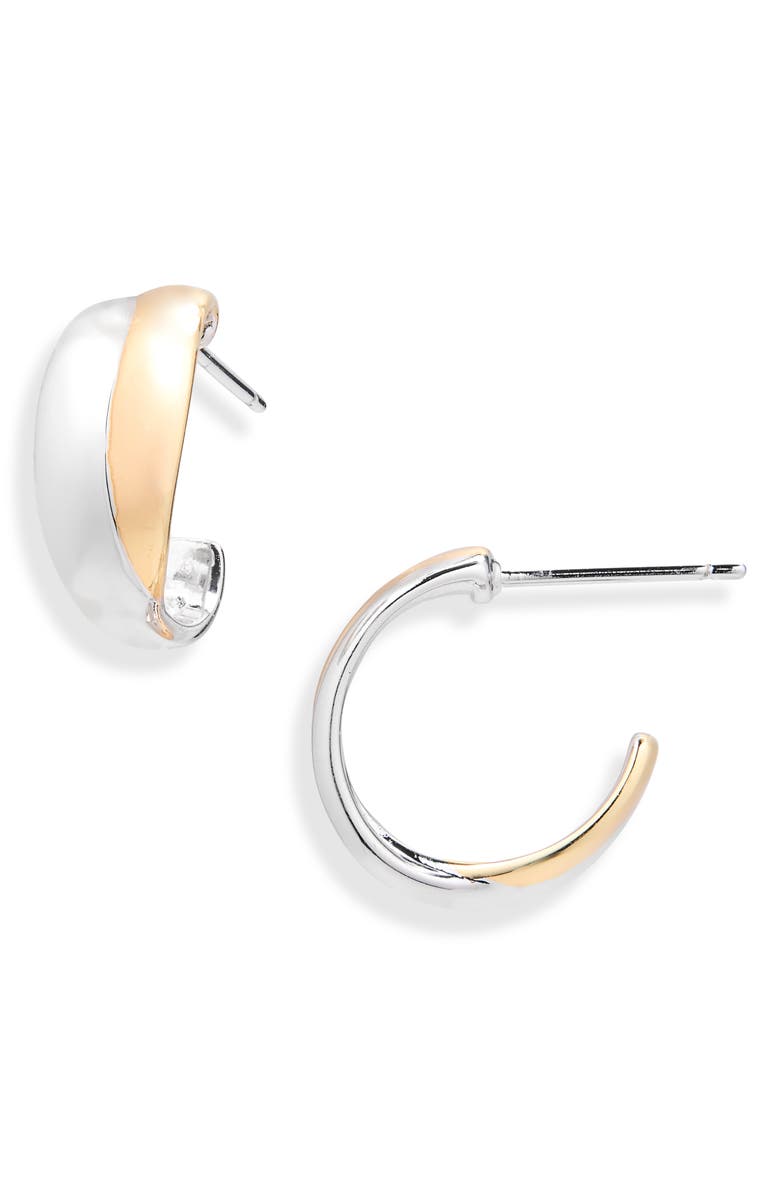 Sterling Forever Gretchen Two-Tone Huggie Hoop Earrings, Main, color, Dual Tone
