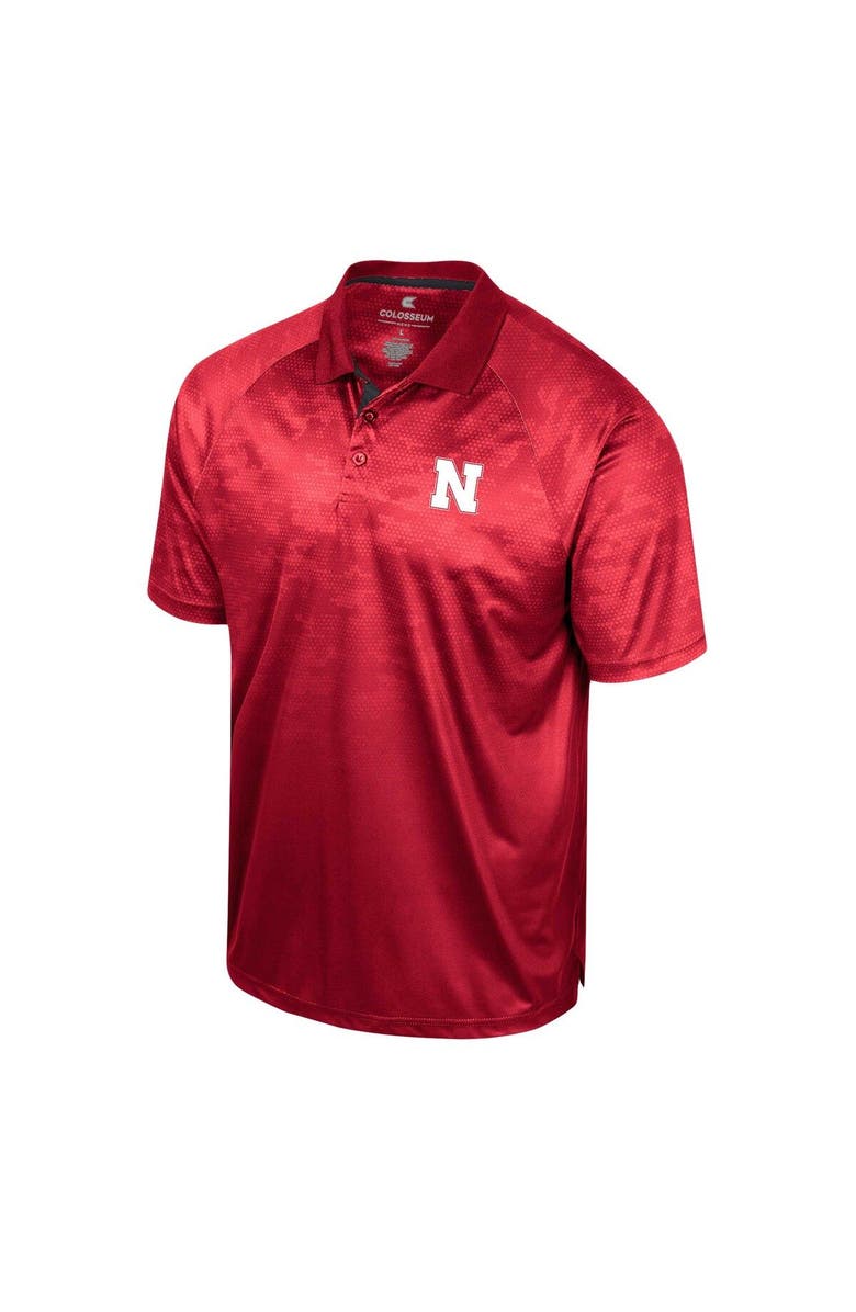 COLOSSEUM Men's Colosseum Scarlet Nebraska Huskers Honeycomb Raglan Polo, Alternate, color, Scarlet